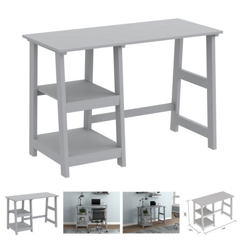 Bebelelo Computer Desk with 2 Open Shelves for Home Office, 44"L - Light Grey