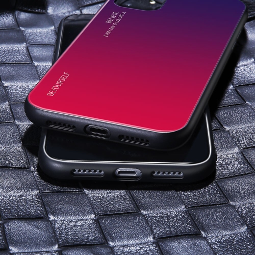 RIVIERA Verre Trempé Dégradé Design Coque Arrière Rigide Antichoc Coque de Protection en Silicone Bumper Anti-Rayures pour Samsung Galaxy S22 -Rose