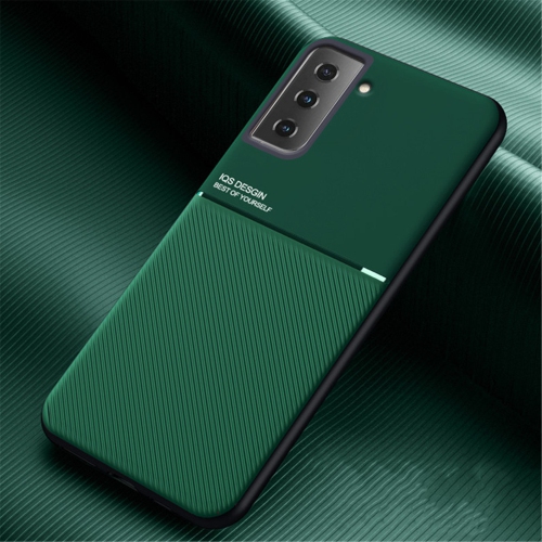 Kelvin Leather Magnetic Texture Slim Matte Back Phone Cove Anti Fall Frosted Stripe Cases For Samsunf Galaxy S22 -Green