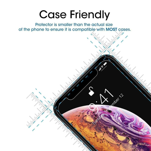 Lot de 2 protecteurs d'écran en verre trempé pour iPhone 11 PRO MAX et iPhone XS MAX de 6,5", compatible avec coque, anti-rayures