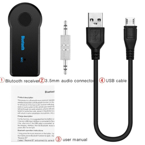Adaptateur Bluetooth 3.0 mains libres, récepteur audio sans fil pour voiture/récepteur Bluetooth, kit mains libres, lecteur MP3, son stéréo audio 3,5