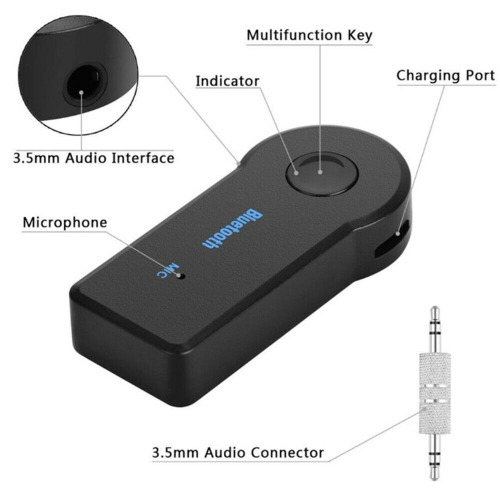 Adaptateur Bluetooth 3.0 mains libres, récepteur audio sans fil pour voiture/récepteur Bluetooth, kit mains libres, lecteur MP3, son stéréo audio 3,5