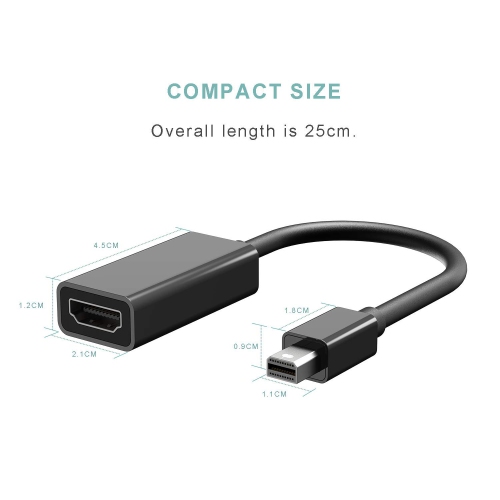 Mini Display Port to HDMI Adapter 1080P Full HD Mini DP to HDMI Converter for MacBook Air/Pro, Microsoft Surface Pro 3/4, Mac Mini, etc-Black