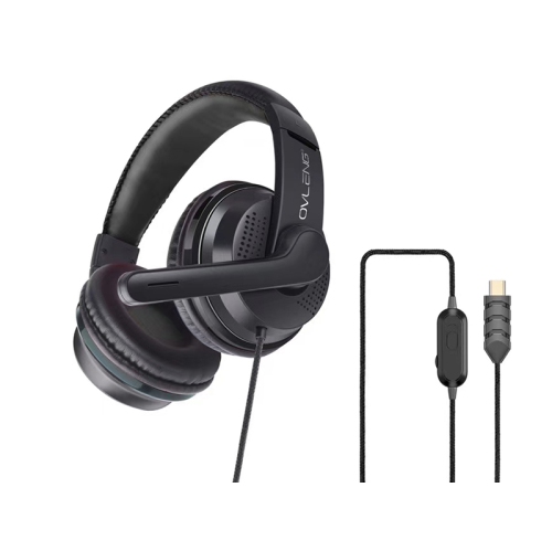 Ovleng U200 USB Type-C plug stereo gaming headset with Mic phone for mobile & PC_Black