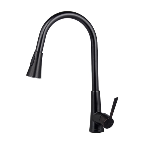LIVINGbasics Single-Handle Pull-Down High Arc Sprayer Kitchen Sink Faucet, Matte Black