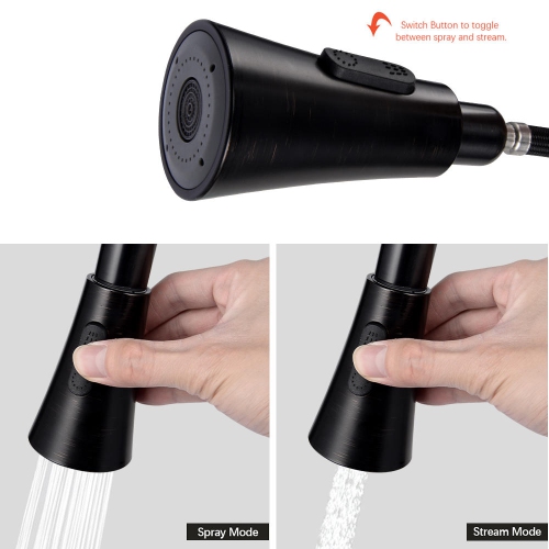 LIVINGbasics Single-Handle Pull-Down High Arc Sprayer Kitchen Sink Faucet, Matte Black