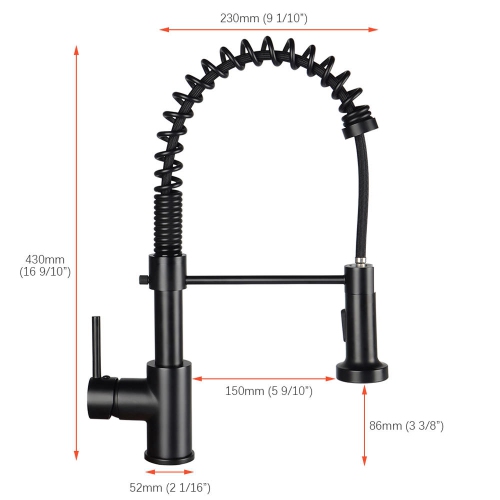 360 degree High-Arc Single Handle Single Lever Spring Bathroom Kitchen Sink Faucet With Pull Out Sprayer Single lever design - LIVINGbasics®