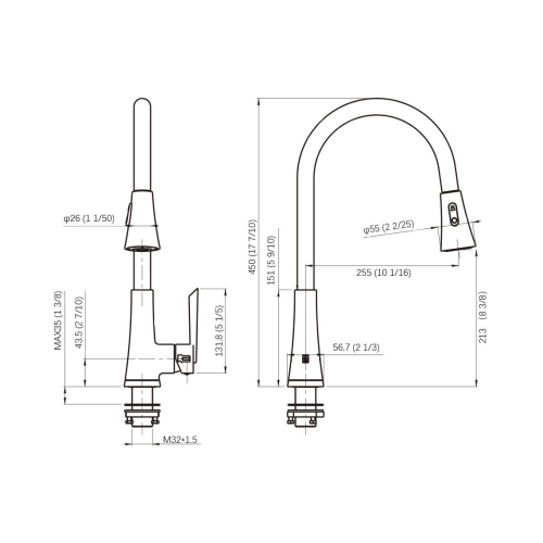 LIVINGbasics Single-Handle Pull-Down High Arc Sprayer Kitchen Sink Faucet, Oil-Rubbed Bronze