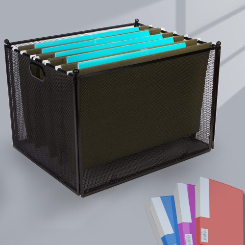 Foldable Metal Desktop Hanging File Folder Organizer Mesh Holder for storage - Moustache®