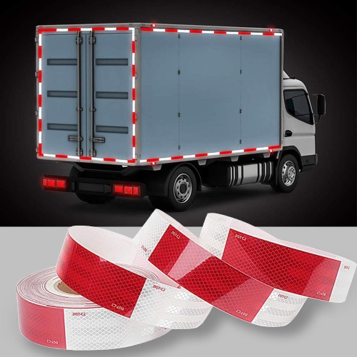Red White Adhesive Warning Tape Super Strong Reflective Traffic Tape, 2" x 150FT for cars, outdoor, mailboxes, bikes, helmets-1 Roll/Pack