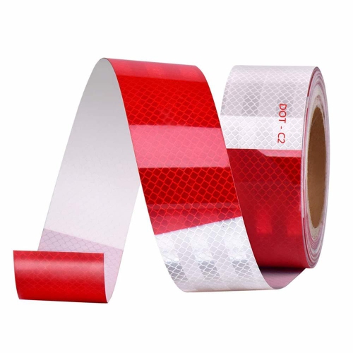 Red White Adhesive Warning Tape Super Strong Reflective Traffic Tape, 2" x 150FT for cars, outdoor, mailboxes, bikes, helmets-1 Roll/Pack