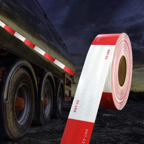 Red White Adhesive Warning Tape Super Strong Reflective Traffic Tape, 2" x 150FT for cars, outdoor, mailboxes, bikes, helmets-1 Roll/Pack