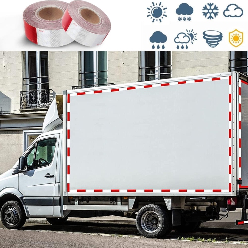 Red White Adhesive Warning Tape Super Strong Reflective Traffic Tape, 2" x 150FT for cars, outdoor, mailboxes, bikes, helmets-1 Roll/Pack