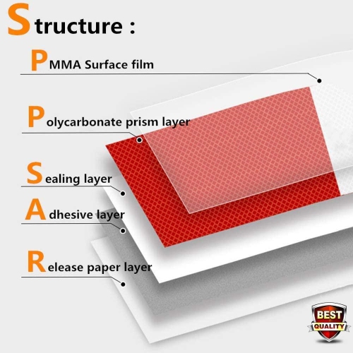 Red White Adhesive Warning Tape Super Strong Reflective Traffic Tape, 2" x 150FT for cars, outdoor, mailboxes, bikes, helmets-1 Roll/Pack