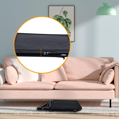 Table-plateau pliable pour téléviseur avec pattes ajustables et 3 angles inclinables avec porte-gobelet de 3 po pour la cuisine de travail ou de