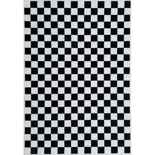Image 1 of 7.. Rug Branch Metro Checkered Noir Non-Toxic, Child and Pet Safe - Indoor Area Rug for Kids, Black - Playroom, Nursery, and Children Bedroom