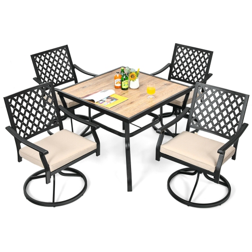 Gymax Patio Square Dining Table Metal Bistro Table Garden Poolside Backyard