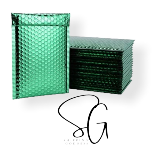 Shipping Goddess 6" X 9" #0 Green Metallic Foil Glamour Bubble Mailers/180 Pack