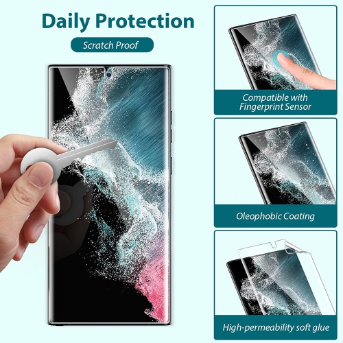 Paquet de 3 protecteurs d’écran Ultra TPU flexible Galaxy S22 de Samsung, couverture complète, anti-égratignures, installation facile