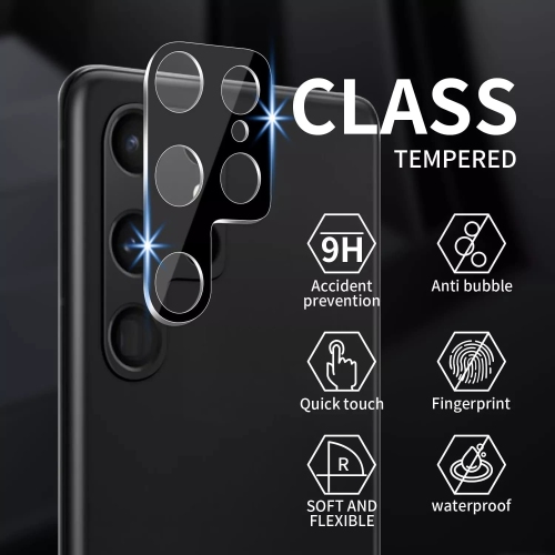 navor [2+2 Pack] 2 Pack Compatible with Samsung Galaxy S22 Ultra Screen Protector &amp; 2 Pack Camera Lens Protector, Soft TPU Screen Protector,