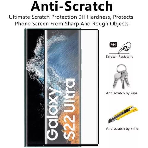 Protecteur d'écran et protecteur d'objectif en verre trempé de Navor pour Galaxy S22 Ultra de Samsung - Paquet de 4