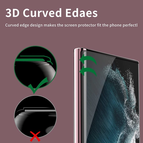 Protecteur d'écran et protecteur d'objectif en verre trempé de Navor pour Galaxy S22 Ultra de Samsung - Paquet de 4