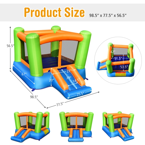 Gymax Inflatable Bounce House Kids Jumping Playhouse Indoor & Outdoor Without Blower