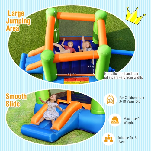 Gymax Inflatable Bounce House Kids Jumping Playhouse Indoor & Outdoor Without Blower