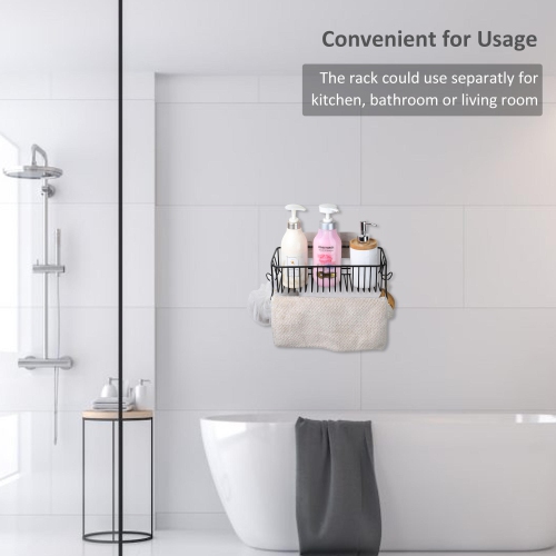 2 Pieces Stainless Steel Bathroom Organizer Rack ,Basket Shelf with Towel Bar for Shower Storage