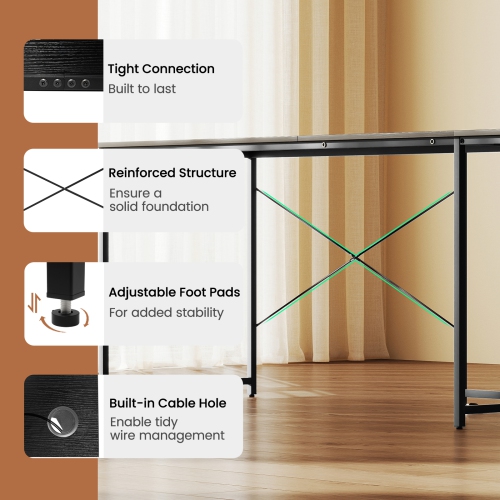 Gymax L-Shaped Reversible Computer Desk 2-Person Long Table w/Monitor Stand