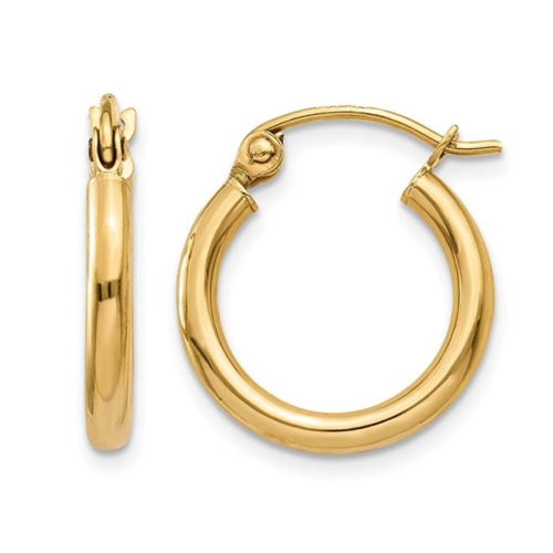 14K Yellow Gold Hoop Earrings 2mm