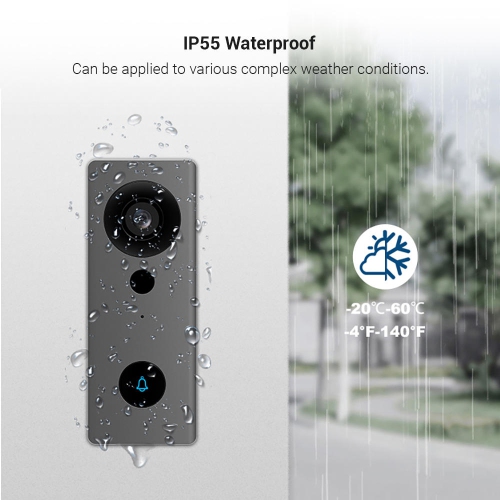 130° uya Smart WiFi Video Doorbell,Two-Way Talk,Water Proof,PIR Motion Detection, Night Light support AC/DC 12-24V