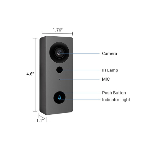 130° uya Smart WiFi Video Doorbell,Two-Way Talk,Water Proof,PIR Motion Detection, Night Light support AC/DC 12-24V