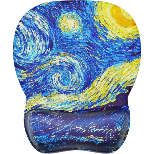 MROCO  Ergonomic Gel Mouse Pad With Wrist Rest – Non-Slip Base, Smooth Lycra Surface, Starry Night Design (9.4" X 8.1")