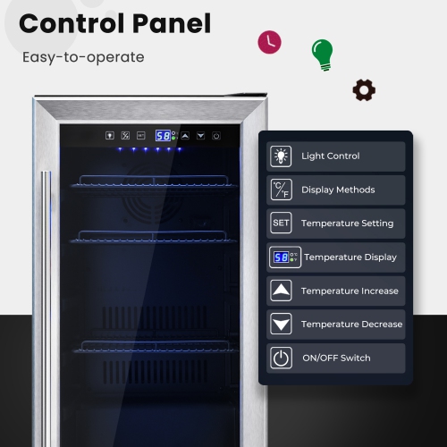 Gymax 15 Inch Beverage Cooler Refrigerator 100 Can Built-in Freestanding Beverage