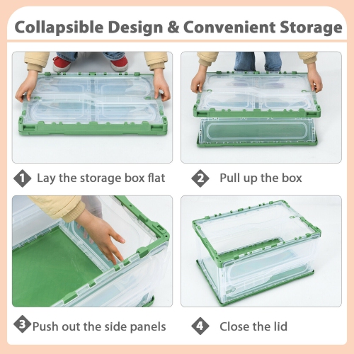 Gymax 75L Collapsible Storage Bins Folding Plastic Stackable Utility Crates 4 Pack