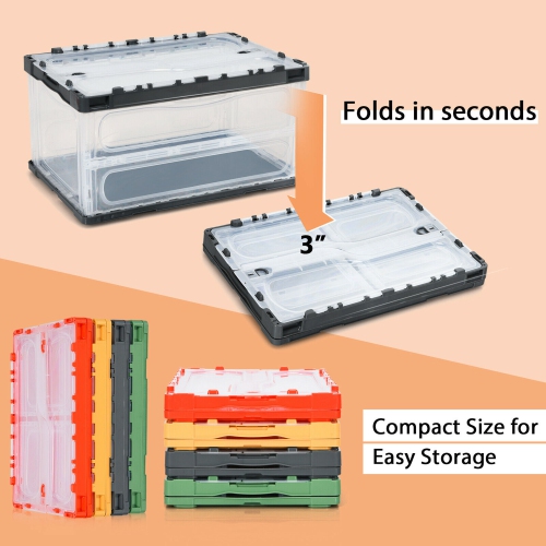 Gymax 45L Collapsible Storage Bins Folding Plastic Stackable Utility Crates 4 Pack