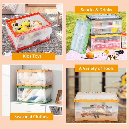 Gymax 45L Collapsible Storage Bins Folding Plastic Stackable Utility Crates 4 Pack