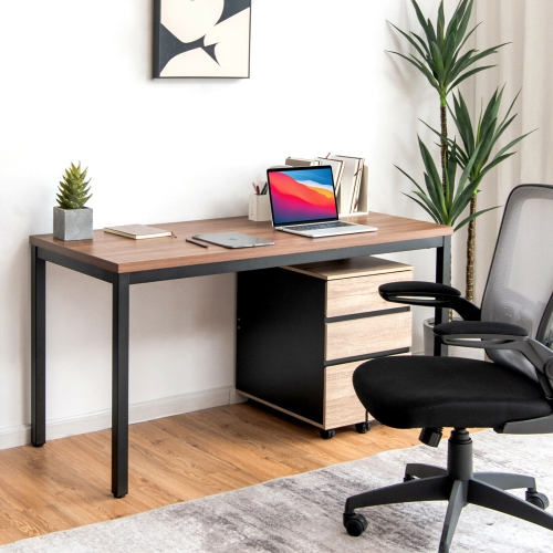 Gymax 55'' Conference Table Office Computer Study Desk Metal Base Meeting Room