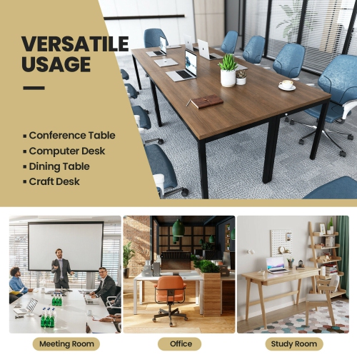 Gymax 55'' Conference Table Office Computer Study Desk Metal Base Meeting Room