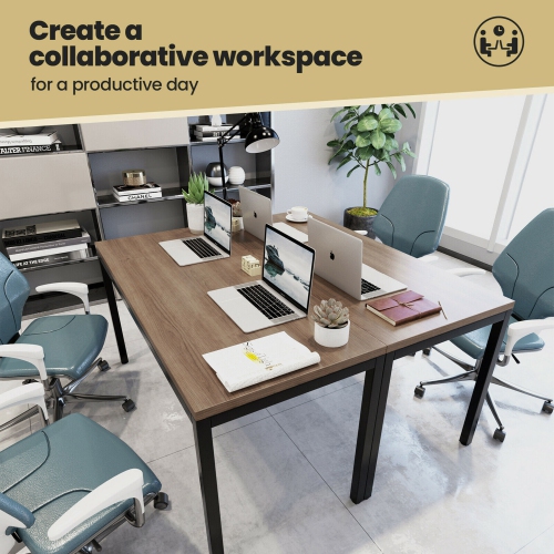 Gymax 55'' Conference Table Office Computer Study Desk Metal Base Meeting Room