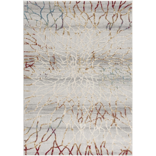 RUG BRANCH  Lunara Contemporary Abstract Grey/red Indoor Area Rug