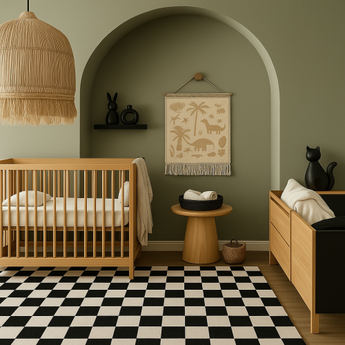 Rug Branch Metro Checkered Noir Non-Toxic, Child and Pet Safe - Indoor Area Rug for Kids, Black - Playroom, Nursery, and Children Bedroom