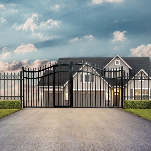 ALEKO® DGP16VIENNA VIENNA Style 16' Steel Dual Swinging Driveway Gate with Pedestrian Gate