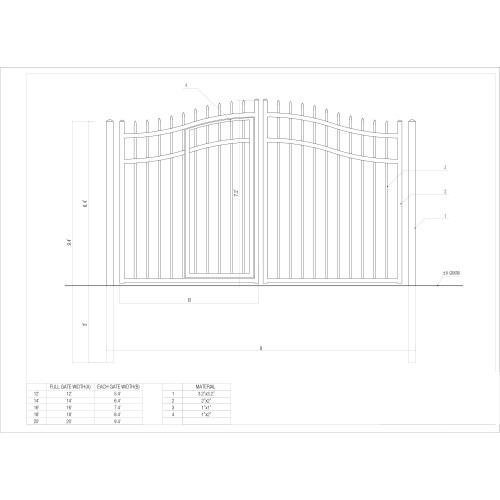 ALEKO® DGP16VIENNA VIENNA Style 16' Steel Dual Swinging Driveway Gate with Pedestrian Gate