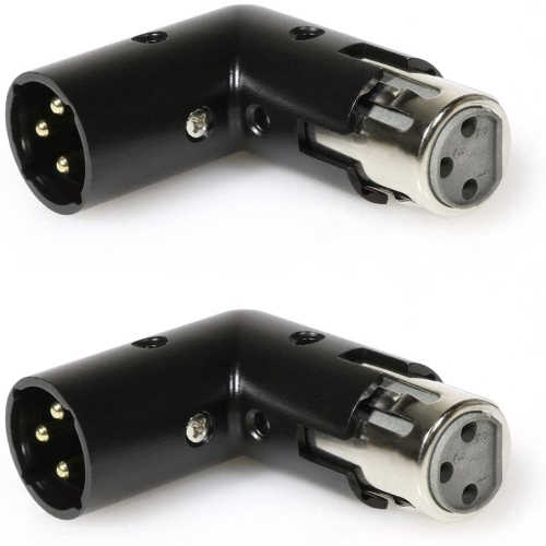 LyxPro XLR Angle Adapter Dual Male and Female can be positioned to 4 different angles Right Left and 90 degree great for mixers that interfere with