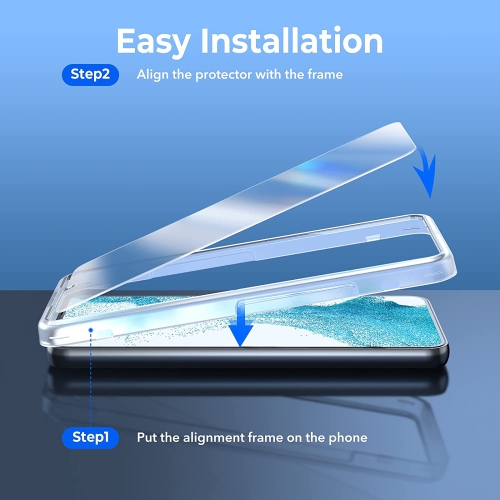 Paquet de 2 protecteurs d’écran pour Galaxy S22 plus de Samsung + 2 protecteurs d’objectif pour appareil photo avec cadre d’alignement précis, verre