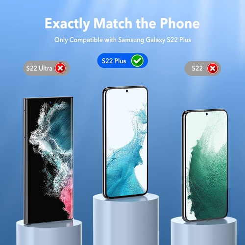 Paquet de 2 protecteurs d’écran pour Galaxy S22 plus de Samsung + 2 protecteurs d’objectif pour appareil photo avec cadre d’alignement précis, verre
