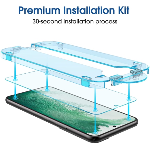 (Paquet de 2 + 2) Ensemble de 2 protecteurs d'écran en verre trempé compatible avec le Galaxy S22 plus de 5G 6,6 po de Samsung, et paquet de 2