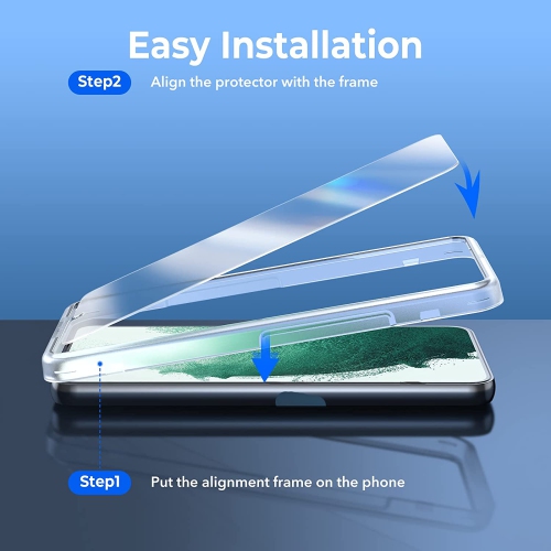 [2+2 Packs] 2 Packs Screen Protector for Galaxy S22 and 2 Packs Camera Lens Protector 6.1-Inch with Accurate Alignment Frame, 9H Tempered Glass,